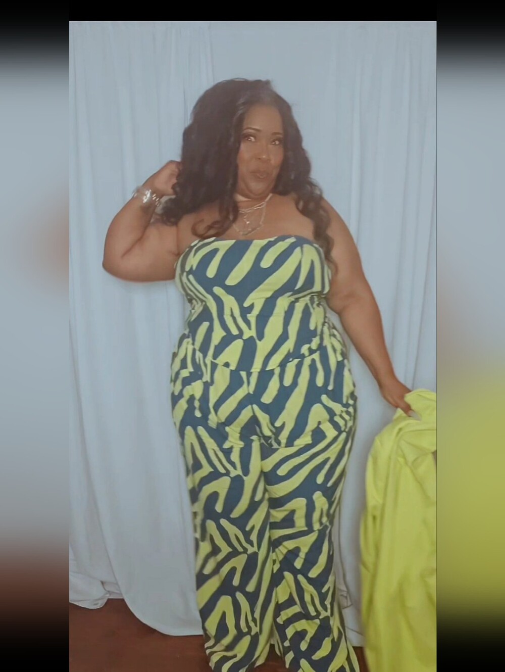 Plus-Size 2-piece Lime & Teal Zebra Print Top & Pants